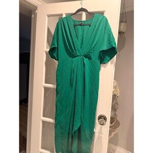 SHEIN Emerald Green V-Neck Dolman Sleeve Maxi Dress - XL (12)